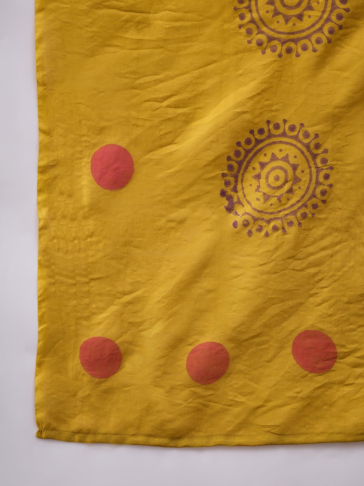 Mustard Yellow Hand Block Printed Roman Silk Kurta Set with Chanderi Dupatta