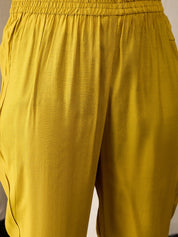 Mustard Yellow Hand Block Printed Roman Silk Kurta Set with Chanderi Dupatta