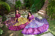 Lavender Tussar Silk Lehenga Choli with Pichwai With Patola Print And Zari Weaving Border
