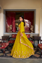 Muster Tussar Silk Lehenga Choli with Sequins And Thread Embroidery Work