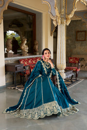 Firozi Tussar Silk Lehenga Choli with Sequins And Thread Embroidery Work