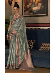 Graceful Green & Gold Banarasi Silk Blend Saree with Zari Detailing