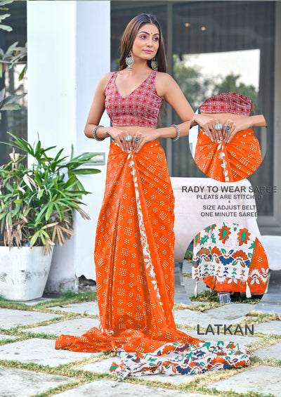 Orange Damini Ready To Wear Saree