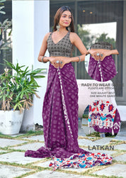 Magenta Damini Ready To Wear Saree
