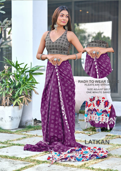 Magenta Damini Ready To Wear Saree