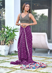 Magenta Damini Ready To Wear Saree