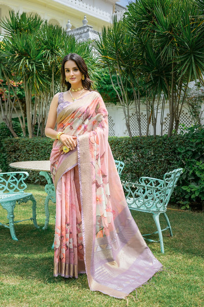 Pink Anamika Pure Mul Batik Printed Cotton Saree