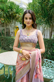 Pink Anamika Pure Mul Batik Printed Cotton Saree