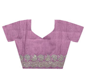 Pink RV Pure Gold Crunchy Silk Saree with Sequin & Thread Embroidery Cutwork Border