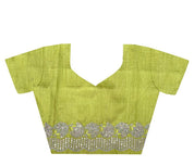 Yellow RV Pure Gold Crunchy Silk Saree with Sequin & Thread Embroidery Cutwork Border