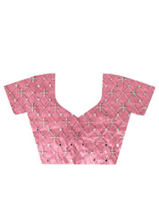 Pink RV Pure Silver Tissue Silk Saree with Real Mirror Work & Moti Lace Border