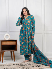 Pure Cotton Printed Kurta Set with Mul Cotton Dupatta