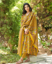 Pure Cotton Printed Kurta Set with Mul Cotton Dupatta