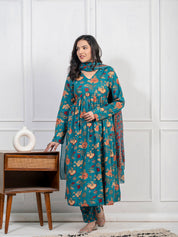 Pure Cotton Printed Kurta Set with Mul Cotton Dupatta