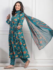 Pure Cotton Printed Kurta Set with Mul Cotton Dupatta