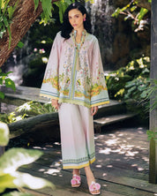 Baby Pink & Green Digital Print Crepe Co-Ord Set – Designer Partywear