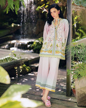 Baby Pink & Green Digital Print Crepe Co-Ord Set – Designer Partywear