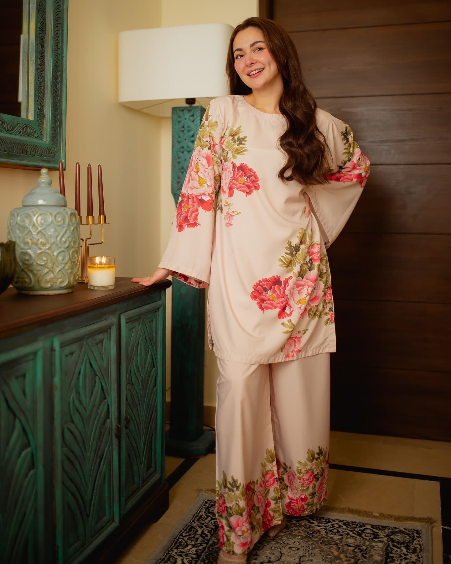 Floral Pink Designer Co-Ord Set – Digital Print Top & Plazzo