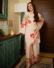 Floral Pink Designer Co-Ord Set – Digital Print Top & Plazzo