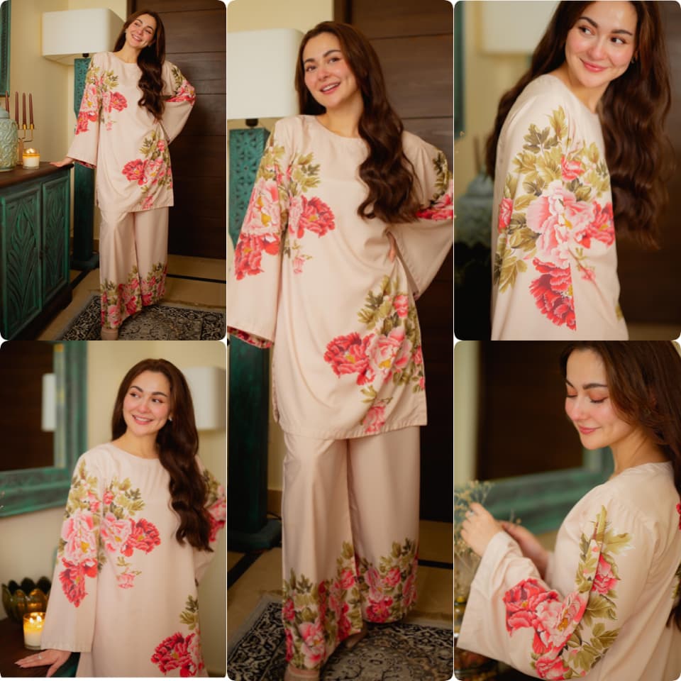 Floral Pink Designer Co-Ord Set – Digital Print Top & Plazzo