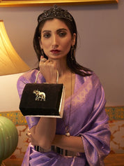 Regal Lavender Banarasi Silk Saree with Silver Zari & Unstitched Blouse