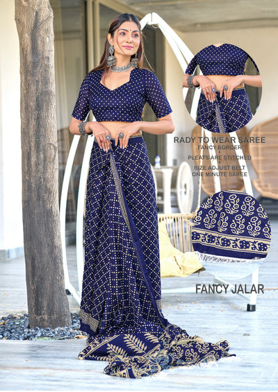Royal Blue Victoria Ready To Wear Saree