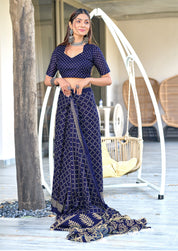 Royal Blue Victoria Ready To Wear Saree