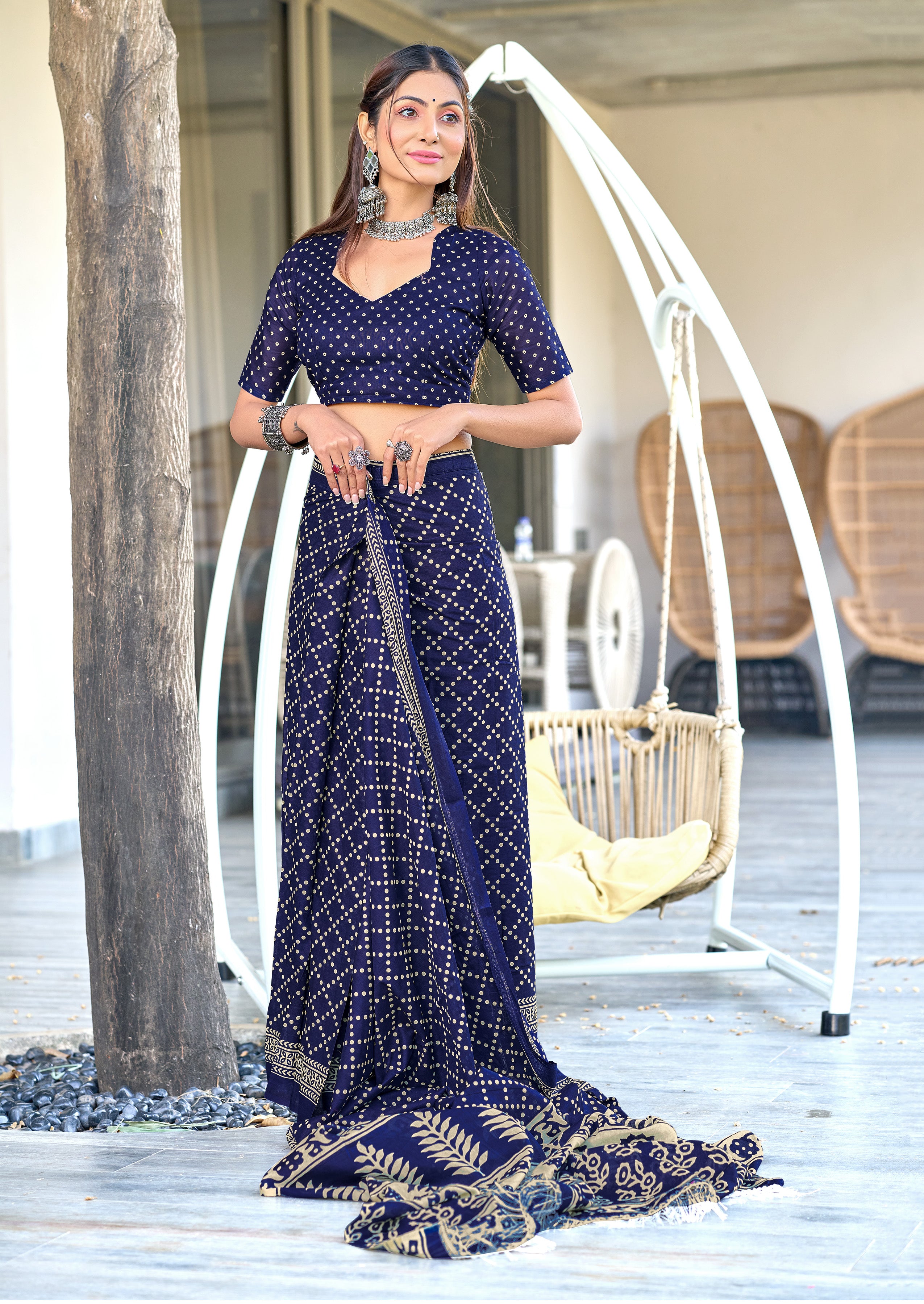 Royal Blue Victoria Ready To Wear Saree