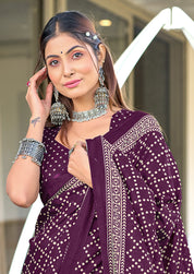 Victoria-FZ Pure Mul Cotton Bandhani Print Saree in Magenta with Fancy Zalar