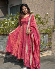 Embroidered Gold Net Anarkali Gown Set with Dupatta & Cups