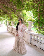 Pink Designer Faux Georgette Plazzo Set with Real Mirror Work