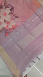 Baby Pink Anamika Pure Mul Batik Printed Cotton Saree with Minimal Motif