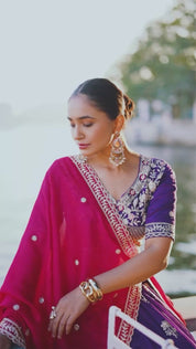 Purple Tussar Silk Lehenga Choli with Sequins And Thread Embroidery Work