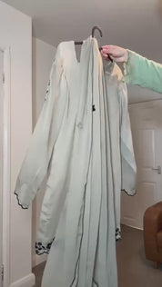 Grey Embroidered Faux Georgette Farshi Plazzo Set with Mirror Work