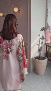 Floral Pink Designer Co-Ord Set – Digital Print Top & Plazzo