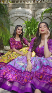 Lavender Tussar Silk Lehenga Choli with Pichwai With Patola Print And Zari Weaving Border